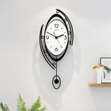 Design Nordic Silent Circular Pendulum Hanging Wall Clock Living Room Decoration