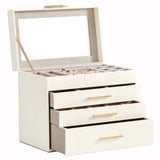 Deluxe 2-Drawer Velvet Jewelry Box with Clear Top View for Necklaces