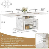 Modern 63 Dining Table for 4-6 with Storage Shelves & Acrylic Door Cabinet