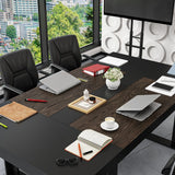 7.2FT Rectangular Conference Table Black Metal Frame Large Meeting Desk Office