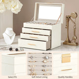 Deluxe 2-Drawer Velvet Jewelry Box with Clear Top View for Necklaces