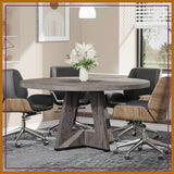 47 Inch Round Conference Table for 4-6 People, Wooden Meeting Room Table