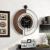 Large Wood Metal Frame Silent Non Ticking Wall Clocks for Living Room