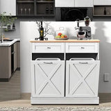 Double Tilt Out Trash Cabinet Can Bin Kitchen 20 Gallon Wooden Free Standing