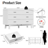 Rustic Farmhouse 6-Drawer Double Dresser, Dresser for Bedroom