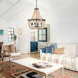 Modern Boho Wood Bead Chandelier Classic Dimmable High Ceilings Chandeliers