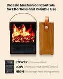 Electric Fireplace Heater 1500W with 3D Flame, Walnut Finish for Home