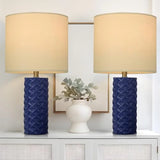 20.25" Navy Blue Ceramic Lamps Set of 2 for Living Room, Nightstand