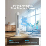 Portable evaporative air cooler for windowless rooms, white plastic unit