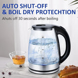 2L Glass Electric Kettle, 1000W Fast Boil with Auto Shut-Off, Transparent White Pot for Tea/Coffee