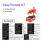 Easythreed K7 Portable Mini Desktop 3D Printer Household DIY Model Making 3D Printing Machine