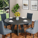Tribesigns Round Dining Table for 4, 47 Inch Farmhouse Kitchen Table Small Dinner Table