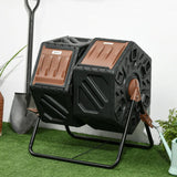 34.5 Gallon Composter Dual Chamber Compost Bin with Steel Legs