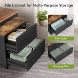 2 Drawer File Cabinet for Home Office 30.7Inch Lateral Office Cabinet for A4 and Letter Size Files Printer