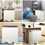 Brushed Stainless Steel 60L/16Gallon Rectangular Hands-Free Dual Compartment Recycling Kitchen Step Trash Can