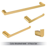 Brushed Gold  Bathroom Accessories Sets 4 Wall Mounted Towel Bar Robe Hooks MD DC PRINT