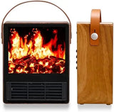 Electric Fireplace Heater 1500W with 3D Flame, Walnut Finish for Home