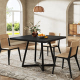 Tribesigns Square Dining Table for 4, 31.5" Industrial Dinner Table with Metal Base
