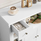 White 3-Door Kitchen Storage Cabinet with Drawer and Adjustable Buffet Sideboard