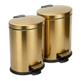 HANSMART 5L Round Gold Stainless Trash Can With Non Skid Base For Kitchen Bathroom