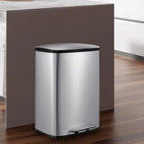 50L/13Gal Heavy Duty Hands-Free Stainless Steel Kitchen Trash Can
