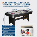 Garvee 2-in-1 Multi-Game Combination Table 6 FT, Billiard Pool Table