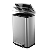 Kitchen Trash Can, Stainless Steel 50 Liter / 13 Gallon Garbage Can, Rectangular Steel