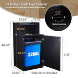 Restaurant Trash Can Cabinet 32 Gallon Wooden Trash Can with Tray Holder Door