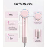 Hair Dryer for salon home use, pink ionic dryer with 500M negative ions,