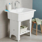 Freestanding Utility Sink W/ Washboard & Faucet Minimalist Dishwashing Sink Detachable