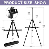 Adjustable Iron Easel Stand with Bag, 20-66in for Table/Floor Painting Display