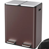 60L/16 Gal Dual Trash Can Stainless Steel Step Garbage Can