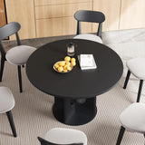 Farmhouse Round Fluted Dining Table for 4, 47 Inch Circle Kitchen Table with Wooden Pedestal Base, Dinner Tables, Customized