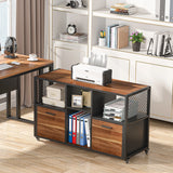 Tribesigns 2 Drawer Wood File Cabinets, Mobile Lateral Filing Cabinet for Letter A4 Size, Printer Stand with Shelves and Drawer