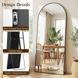 58 x18 Arched Full Length Mirror w/ Stand, Aluminum Alloy Frame for Bedroom
