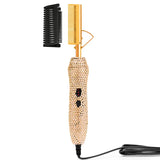 GOIPLE 2 in1 Electric Hot Comb Hair Straightener Brush Fast Heating Flat Iron Styling Brush Wig Kit with