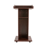 Wooden Lectern Podium Speaker Stand w/ Lockable Wheels| Modern Reception Desk| Speech