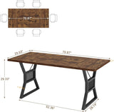 70.8 Inch Large Dining Table for 6-8, Industrial Wooden Kitchen Table with Sturdy Metal