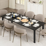 Rectangular Dining Table for 6-8 15mm Thick Metal Frame Wave Edge Dinner Tables