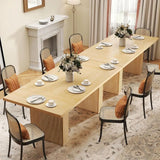 6-8 Seater Rustic Dining Table with Natural Wood Slat Base, Perfect for Family Meals