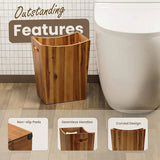 2 Gallon Acacia Wood Wastebasket Small Trash Can For Bathroom Bedroom Office