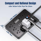20 FT Flat Plug Surge Protector Power Strip, 11 AC Outlets with 6 USB Ports