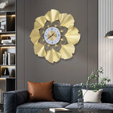 3D Ginkgo Biloba Art Wall Clock WM353B | Gold Dial, Silent Movement