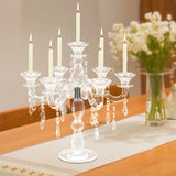 Crystal Candle Holder, 7-Arm 14 Inch Crystal Taper Candlestick Candelabra