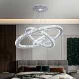 Crystal Ceiling Chandelier 3 Rings Hanging Chandelier In The Living Room
