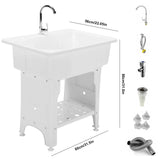 Freestanding Utility Sink W/ Washboard & Faucet Minimalist Dishwashing Sink Detachable
