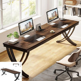 Computer Desk, 200 x 60 x 82 cm, Double Long Desk with 2 Drawers, Office Table, Work Table