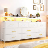 EnHomee 55" Wide Smart Dresser with LED Lights & Power Outlets