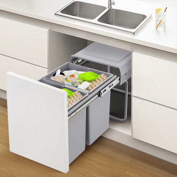 20L Pullout Trash Can for Kitchen Under-Counter Slide-Out Recycling Ga ...