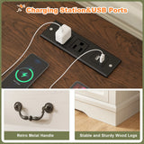 55" Wide 8-Drawer Dresser with Built-in Power Strip & RGB LED Lights